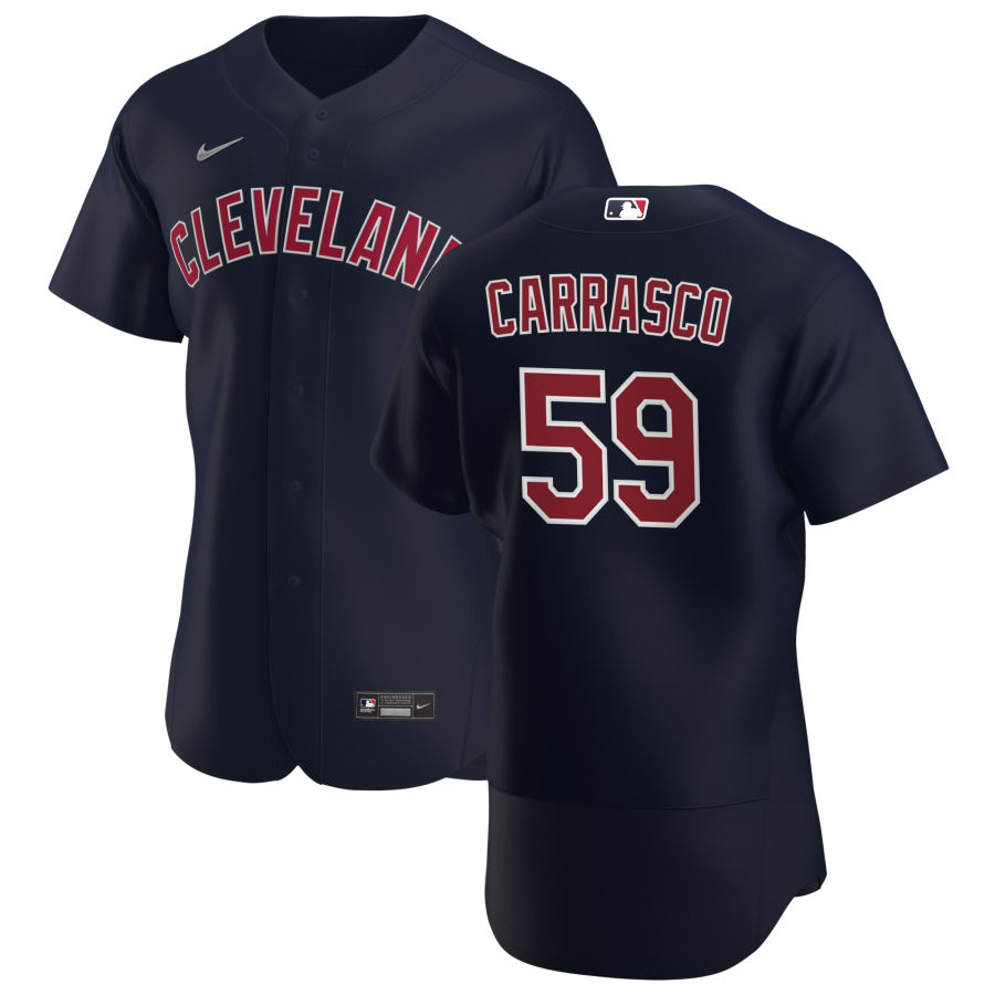 Cleveland Indians #59 Carlos Carrasco Men Nike Navy Alternate 2020 Authentic Player MLB Jersey